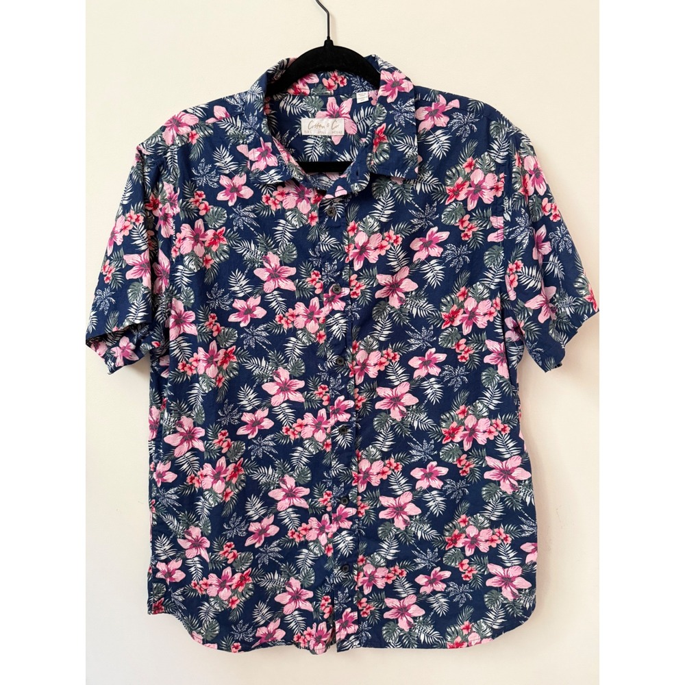 Men Cotton & Co Hawaiian Luau Floral Large Shirt